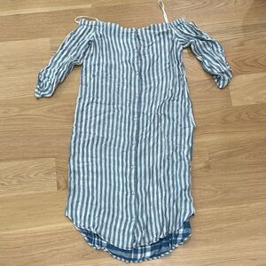 Cloth & Stone Strapless Dress in Blue and White